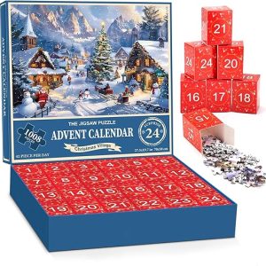 Adventskalender 2025 JigsawPuzzles-70 x 50 cm-1008 Teile,Adventskalender Jigsaw Puzzles für Erwachsene und Kinder,Weihnachten Puzzles Weihnachts Geschenk für Jungen,Mädchen (A-CZ)