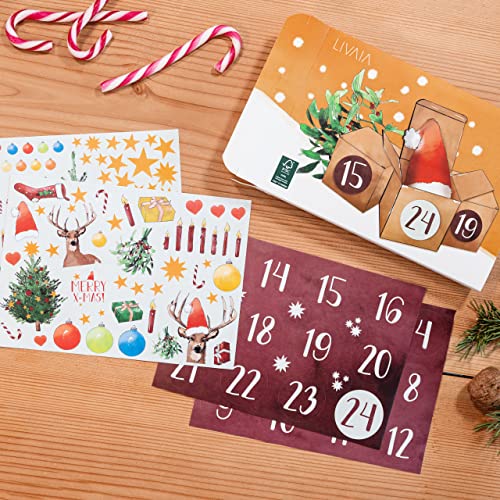 Adventskalender zum Befüllen : DIY Adventskalender zum Selbstbefüllen mit Kartons, Stickern - 2025 Adventskalender zum Basteln - DIY Adventskalender Selber Befüllen - Adventskalender Befüllen LIVAIA