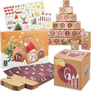 Adventskalender zum Befüllen : DIY Adventskalender zum Selbstbefüllen mit Kartons, Stickern - 2025 Adventskalender zum Basteln - DIY Adventskalender Selber Befüllen - Adventskalender Befüllen LIVAIA