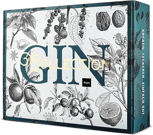 Gin Adventskalender von Wajos: Weihnachtskalender mit 24 Türchen voll mit Gin, Tonic Sirup & Likör, Geschenkidee für Cocktail Liebhaber